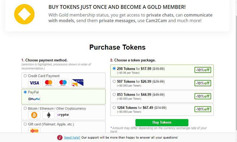 BongaCams' options for payment methods BongaCams live porn payment options